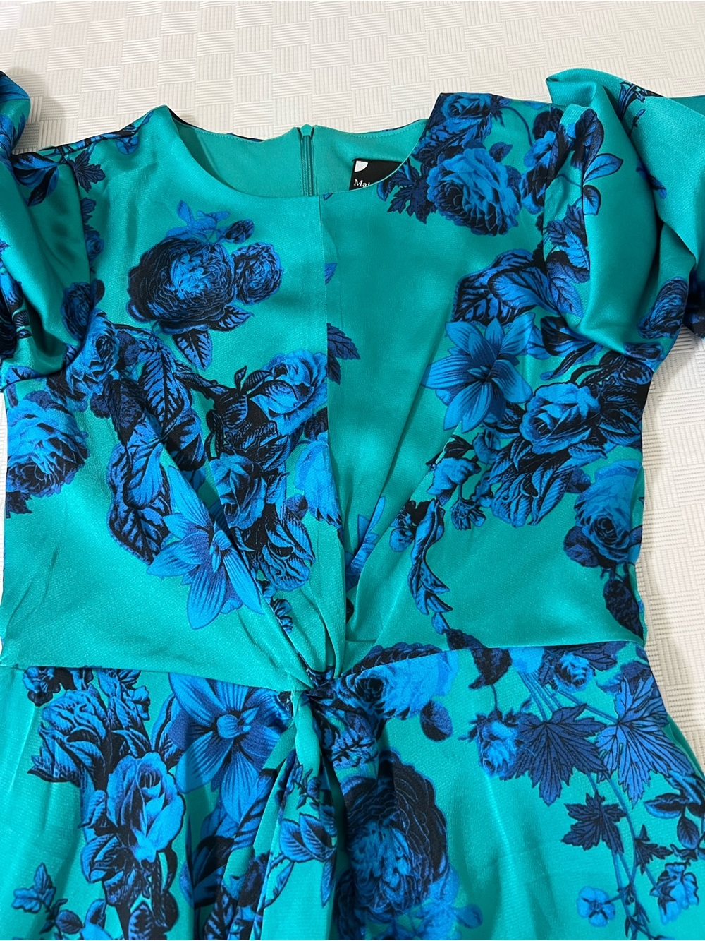 Maison Tara Teal Midi Dress with Blue Floral Print - Picture 4 of 6